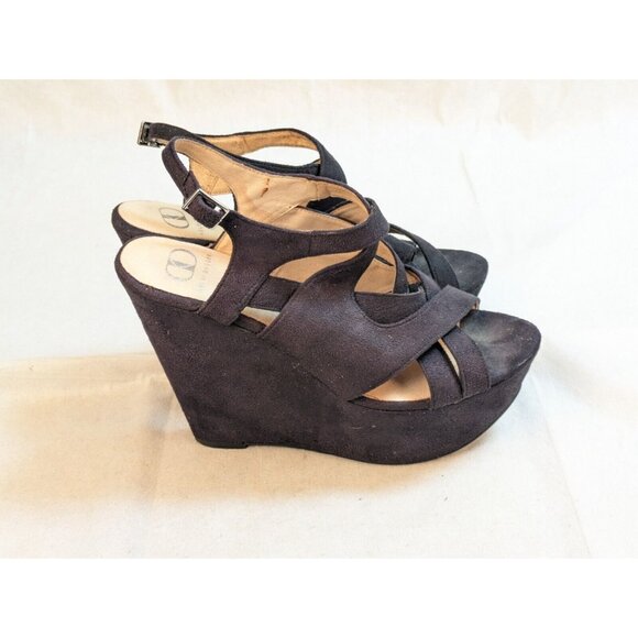 Kelsi Dagger Black Wedge Strap‎ Sandal Womens Size 8 - Picture 9 of 15